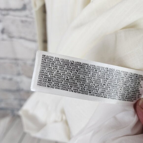 Ever New Puff Sleeve Ruffle Mini Dress Smocked Neckline Porcelain Ivory Size 6 - Picture 14 of 15